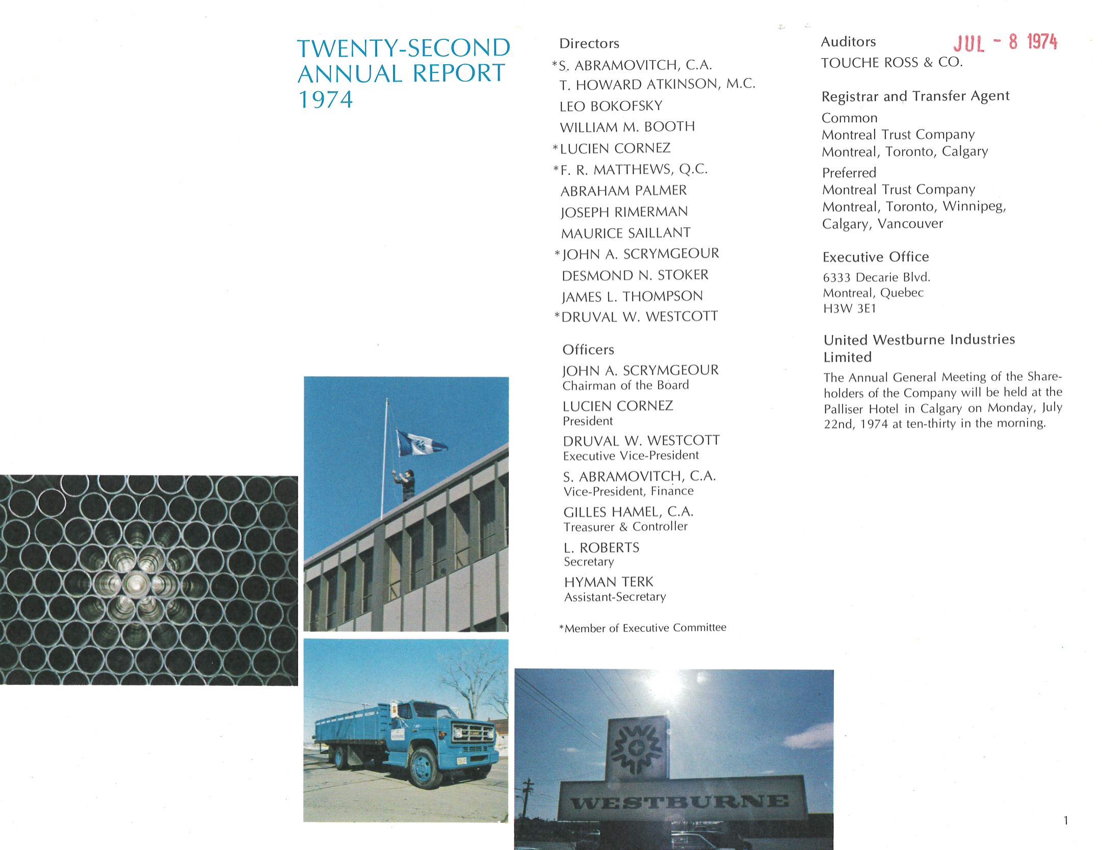 Rapport Annuel Westburne 1974 United Westburne Industries