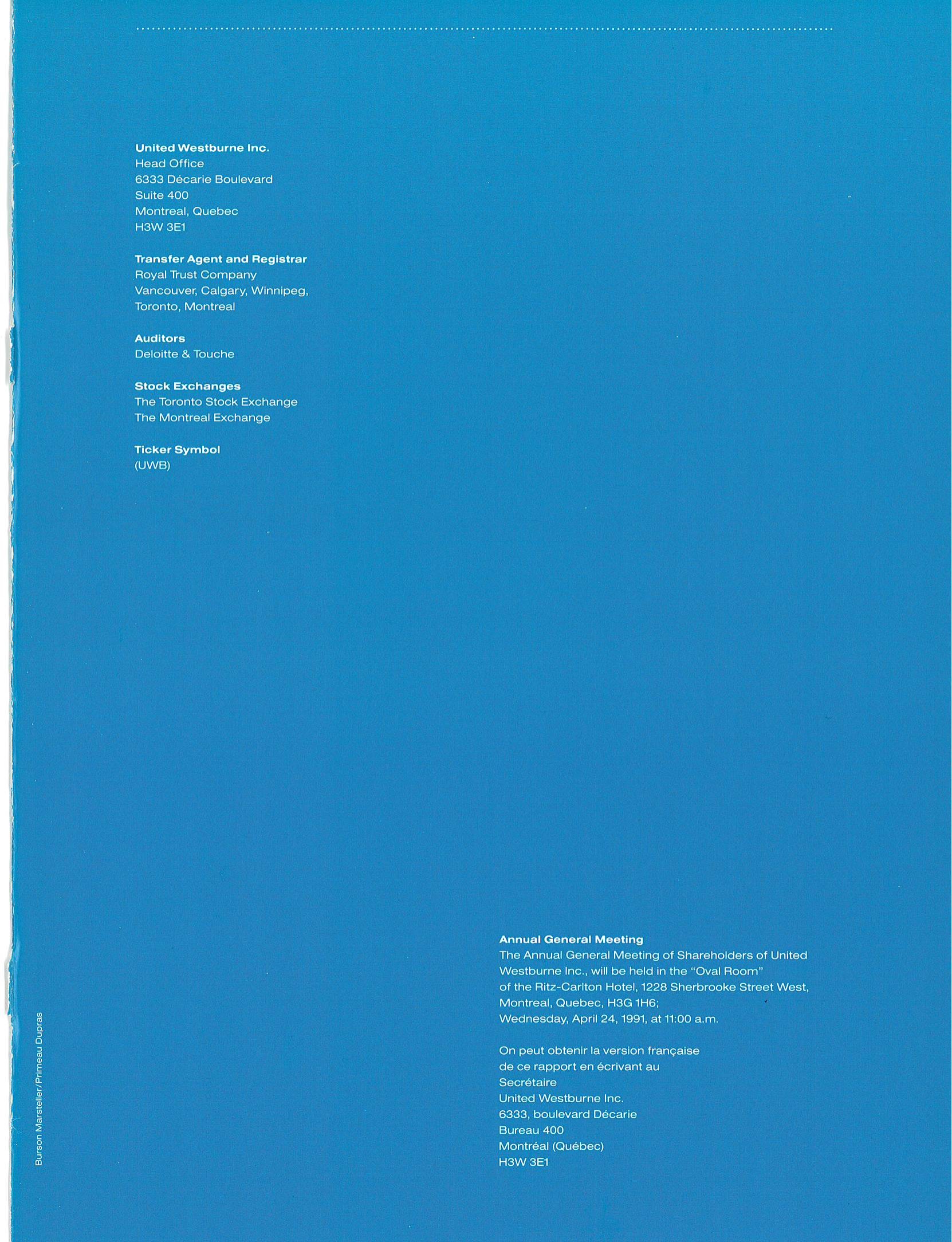 Rapport Annuel United Westburne Westburne 1990